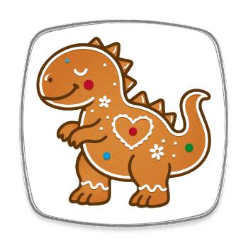 Süßer Lebkuchen Dino für witzige Outfits - Viereckiger Kühlschrankmagnet - Weiß - Vorne