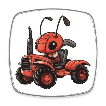 Éleveur de tracteurs fourmis - Magnet carré - blanc - Devant