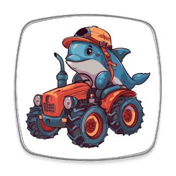 Éleveur de tracteurs dauphins - Magnet carré - blanc - Devant