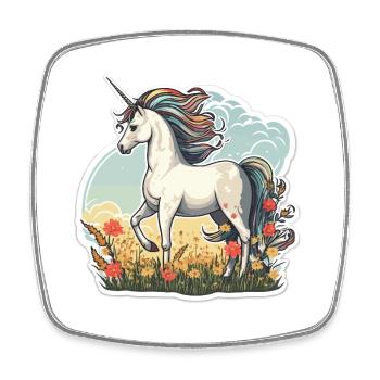 Unicorn in the Sun Field - Square fridge magnet - white - Front