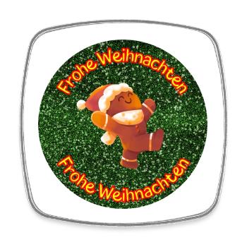 Gingerbread man wishes a Merry Christmas - Square fridge magnet - white - Front
