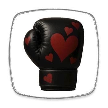 Boxing glove with hearts - Square fridge magnet - white - Front
