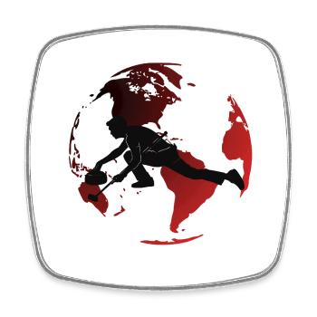 Urban Globe Curling - Viereckiger Kühlschrankmagnet - Weiß - Vorne