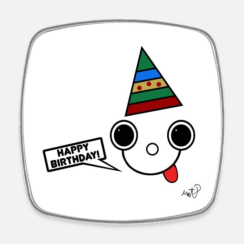Koppie with party hat - Square fridge magnet - white