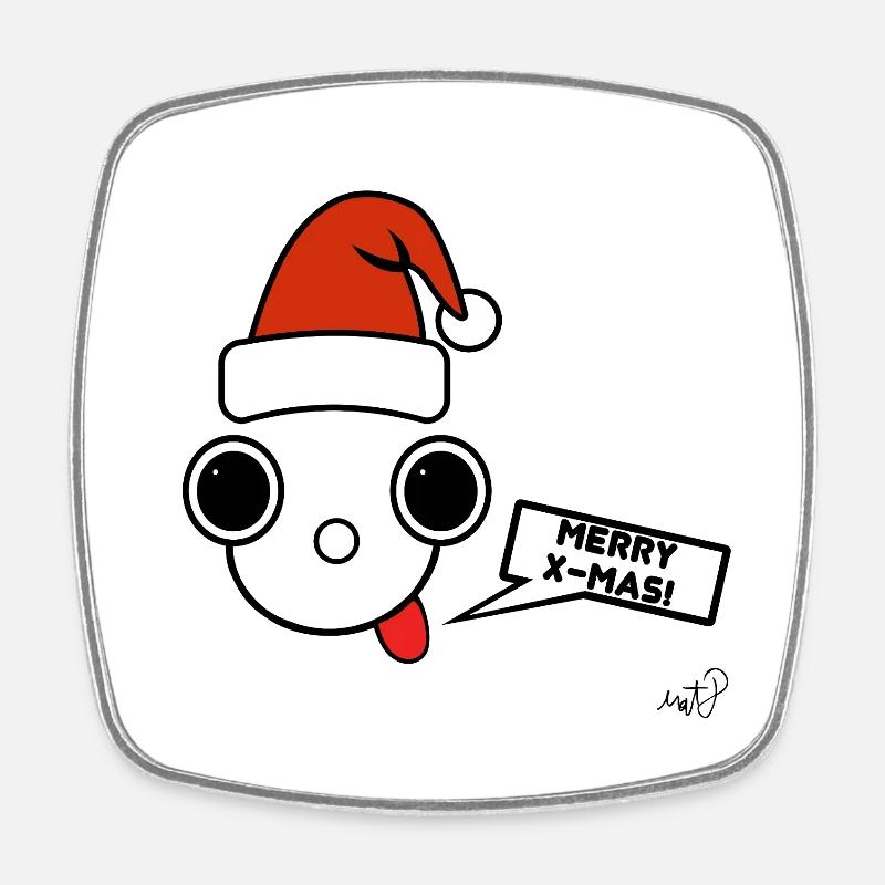 Koppies with Santa Claus Hat - Square fridge magnet - white