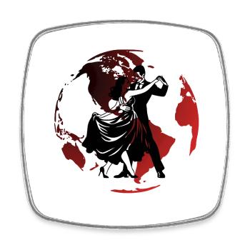 Dance sur Globe Rouge - Magnet carré - blanc - Devant
