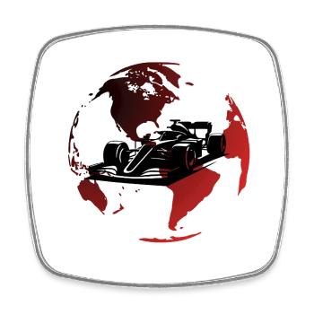 Red Globe For 1 - Square fridge magnet - white - Front