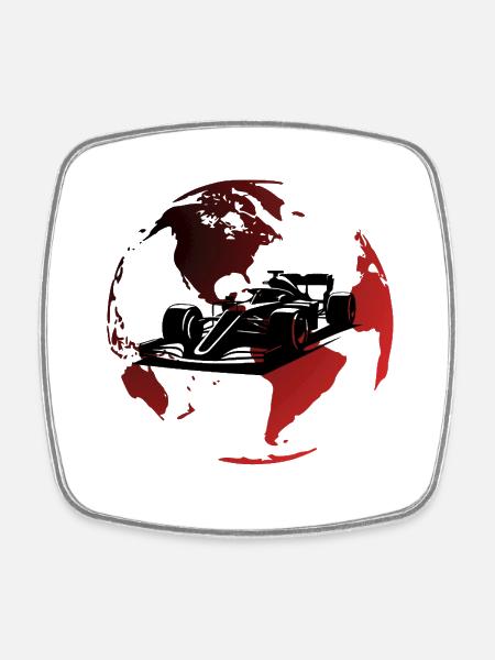 Globe Rouge For 1 - Magnet carré - blanc