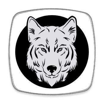 FÜHLENDE KLEIDUNG – DER WOLF - Viereckiger Kühlschrankmagnet - Weiß - Vorne