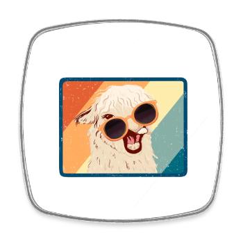 Funny retro alpaca llama - Square fridge magnet - white - Front