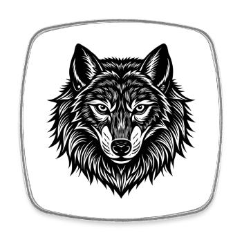 Tête de loup - Magnet carré - blanc - Devant