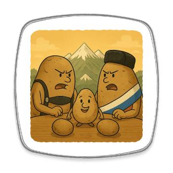 Potato Family Conflict - Square fridge magnet - white - Front