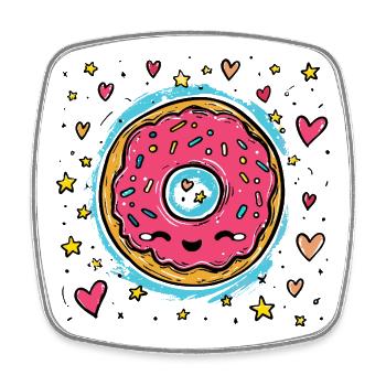 Kawaii Donut Sternenring - Viereckiger Kühlschrankmagnet - Weiß - Vorne