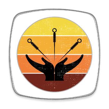 Acupuncturist Vintage Sunset Healing Hands  - Square fridge magnet - white - Front