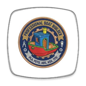Professional Boatbuilder Benchy Patch - Square fridge magnet - white - Front