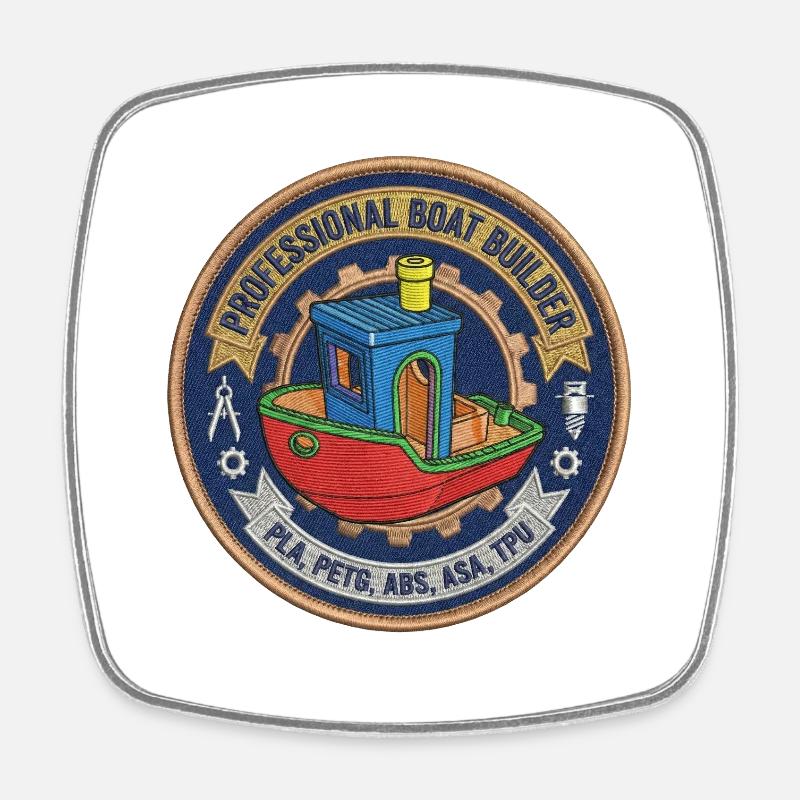 Professioneller Bootsbauer Benchy Patch - Viereckiger Kühlschrankmagnet - Weiß