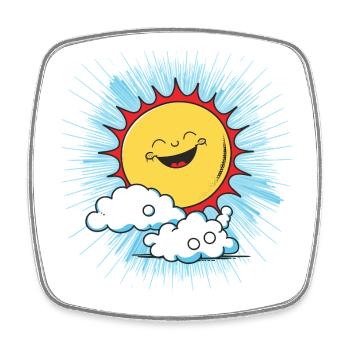 Smiling sun above clouds - Square fridge magnet - white - Front