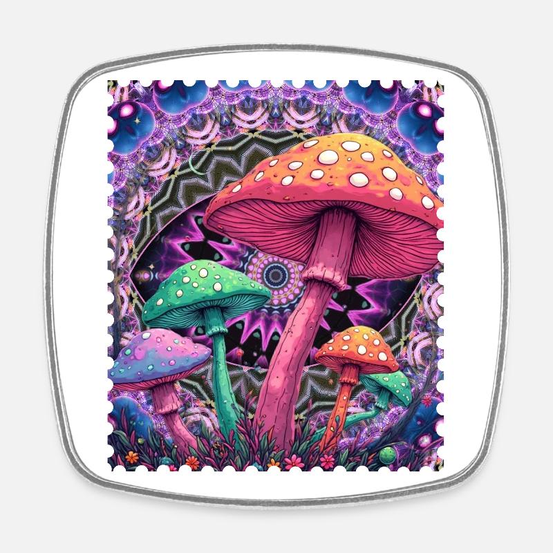 Psychédélique Champignon Façonne le Néon - Magnet carré - blanc