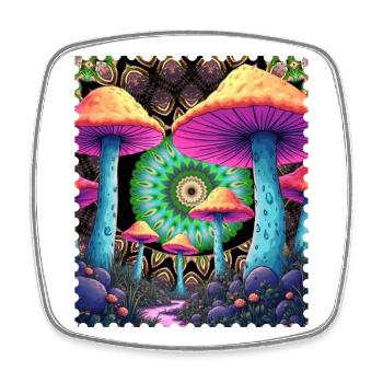 Champignons psychédéliques dans la forêt de mandala - Magnet carré - blanc - Devant