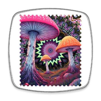 Psychedelische Pilzlandschaft - Viereckiger Kühlschrankmagnet - Weiß - Vorne