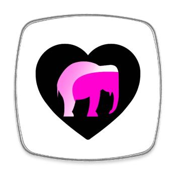 Éléphant - Magnet carré - blanc - Devant