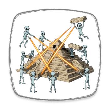 Aliens bauen Laserpyramide - Viereckiger Kühlschrankmagnet - Weiß - Vorne