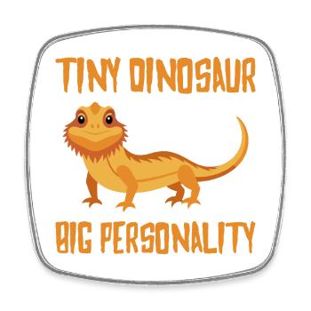 Petit Dinosaure Grande Personnalité Dragon Barbu, Reptile - Magnet carré - blanc - Devant