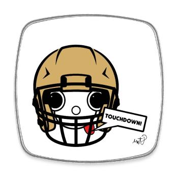 Koppie Touchdown Mascot Footballhelm - Viereckiger Kühlschrankmagnet - Weiß - Vorne