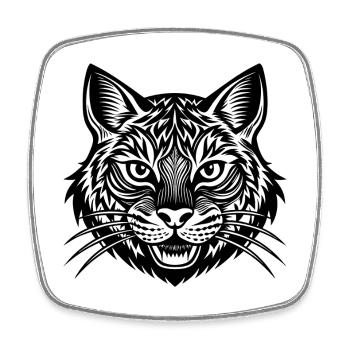 Wild cat - Square fridge magnet - white - Front