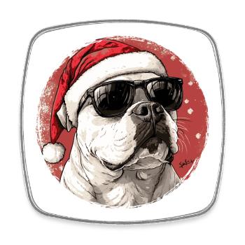 Cool dog in Santa look - Square fridge magnet - white - Front