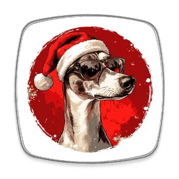 Great Dane with Santa Hat - Square fridge magnet - white - Front