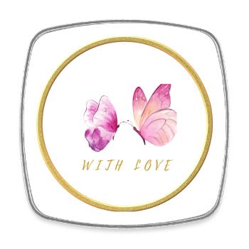Papillons roses avec amour - avec amour - Magnet carré - blanc - Devant