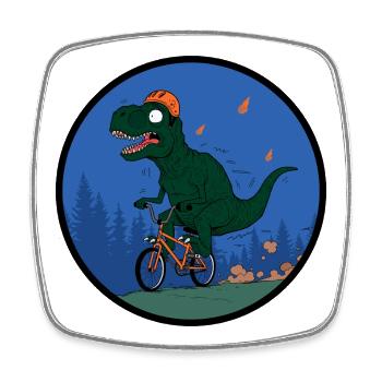 Cavalier du T-Rex Aventurier - Magnet carré - blanc - Devant