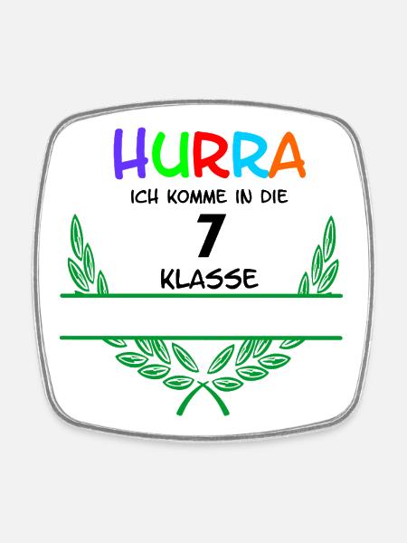 HOURRA ich komme in die 7. Classe - Espace de noms - Magnet carré - blanc