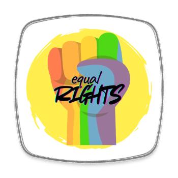 Regenbogenfaust Pride Gleichberechtigung - Viereckiger Kühlschrankmagnet - Weiß - Vorne
