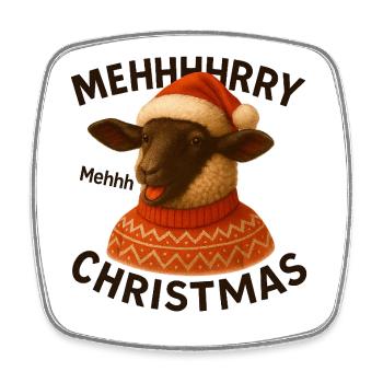 Meh Weihnachts-Schaf-Pullover - Viereckiger Kühlschrankmagnet - Weiß - Vorne