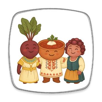 Beetroot, borsch and salad - Square fridge magnet - white - Front