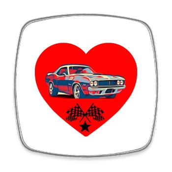 Voiture - Magnet carré - blanc - Devant