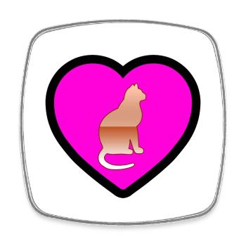 Cat - Square fridge magnet - white - Front