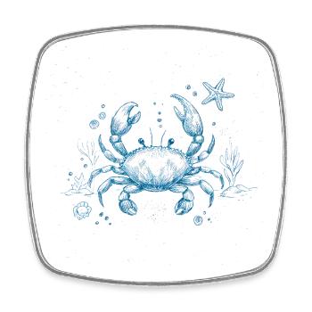 Blaue Krabbe – Ozean Illustration - Viereckiger Kühlschrankmagnet - Weiß - Vorne