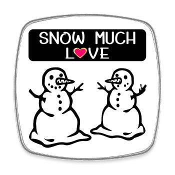 Schneemann liebt Winterweihnachten - Viereckiger Kühlschrankmagnet - Weiß - Vorne