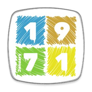 55. Écussons de Farbige du Geburtstag depuis 01/1971 - Magnet carré - blanc - Devant