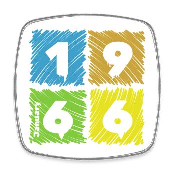 Écussons colorés pour le 60e anniversaire depuis 01/1966 - Magnet carré - blanc - Devant