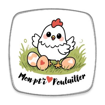 Mein kleiner Hühnerstall - Viereckiger Kühlschrankmagnet - Weiß - Vorne