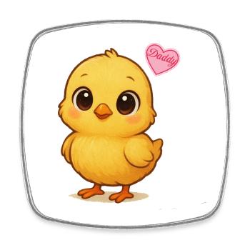 Colorful chick with love heart - Square fridge magnet - white - Front