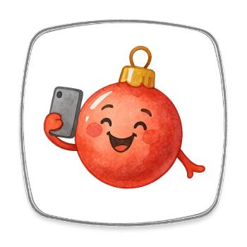 Fröhliche Weihnachtskugel Selfie - Viereckiger Kühlschrankmagnet - Weiß - Vorne