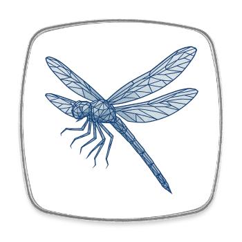Geometrische Blaue Libelle - Viereckiger Kühlschrankmagnet - Weiß - Vorne