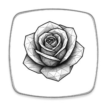 Geometric Rose Line - Square fridge magnet - white - Front