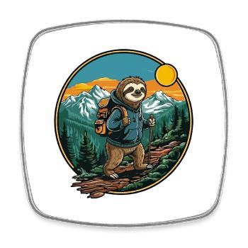Randonnée paresseuse mignonne camping en montagne - Magnet carré - blanc - Devant