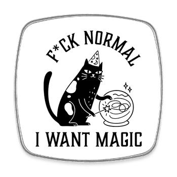 Merde Normal, je veux un chat rétro magique - Magnet carré - blanc - Devant